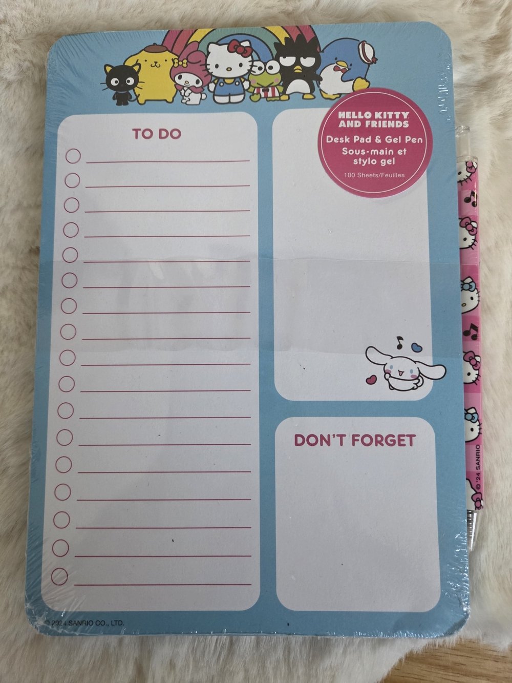 Hello Kitty Blue & Pink Desk Pad with Gel Pen